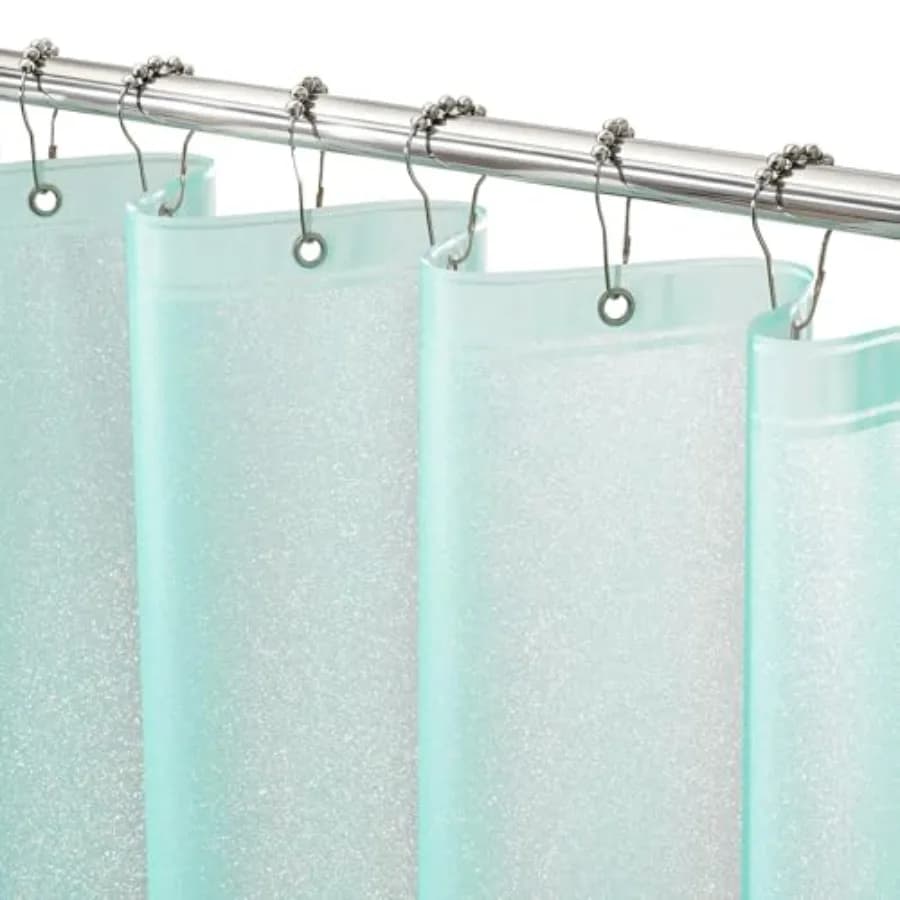 Tenda da doccia impermeabile in plastica, tenda da doccia in PEVA scintillante con 3 magneti grandi, 72 x 72 pollici, verde acqua, graziosa per il bagno