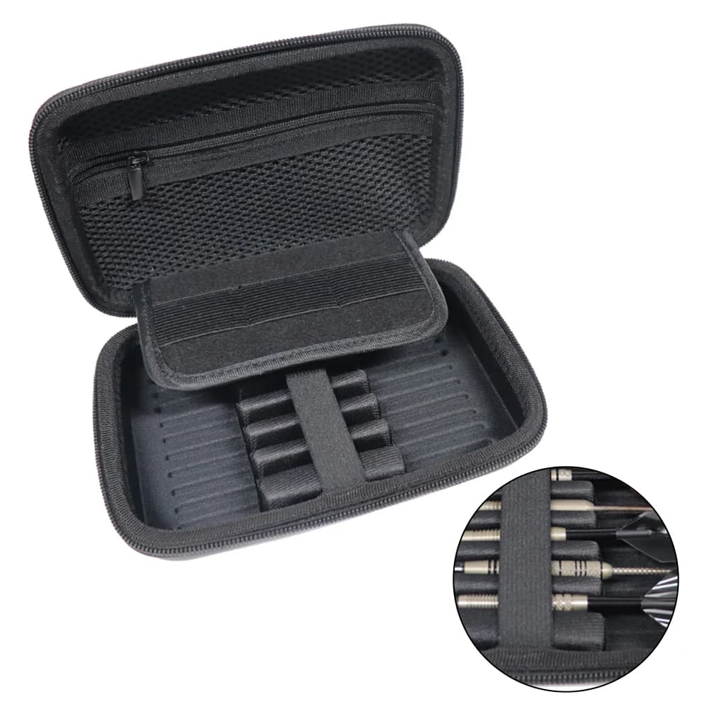 1 custodia organizer in EVA per freccette, borsa da viaggio con base di supporto interna per freccette professionali con punta in acciaio e punta morbida, custodia per 6 freccette