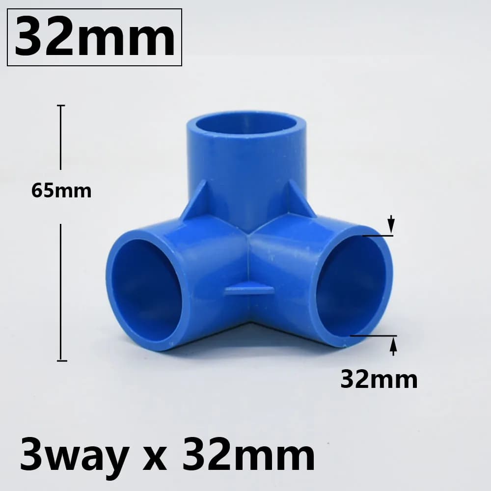 Blue ID 20/25/32/50mm PVC Connector 3/4/5-way Three-Dimensional Water Supply Pipe Fittings Equal Plastic Connectors