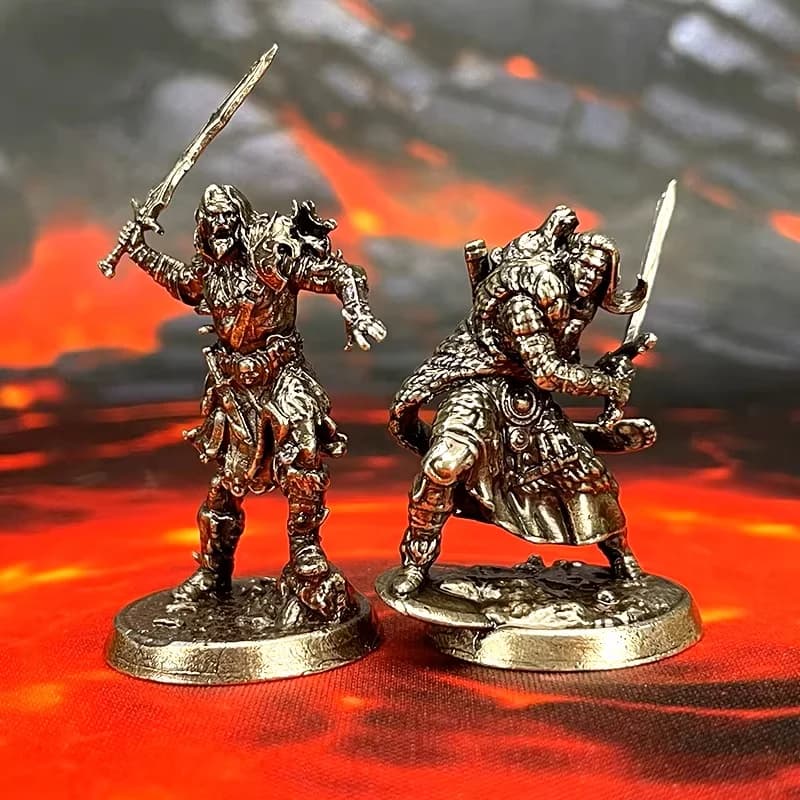 Nuovo Set di Miniature in Metallo Fantasy, Guerrieri Demoni Artigianali in Cupronichel, Statuette da Collezione per Giochi da Tavolo e Decorazioni da Scrivania