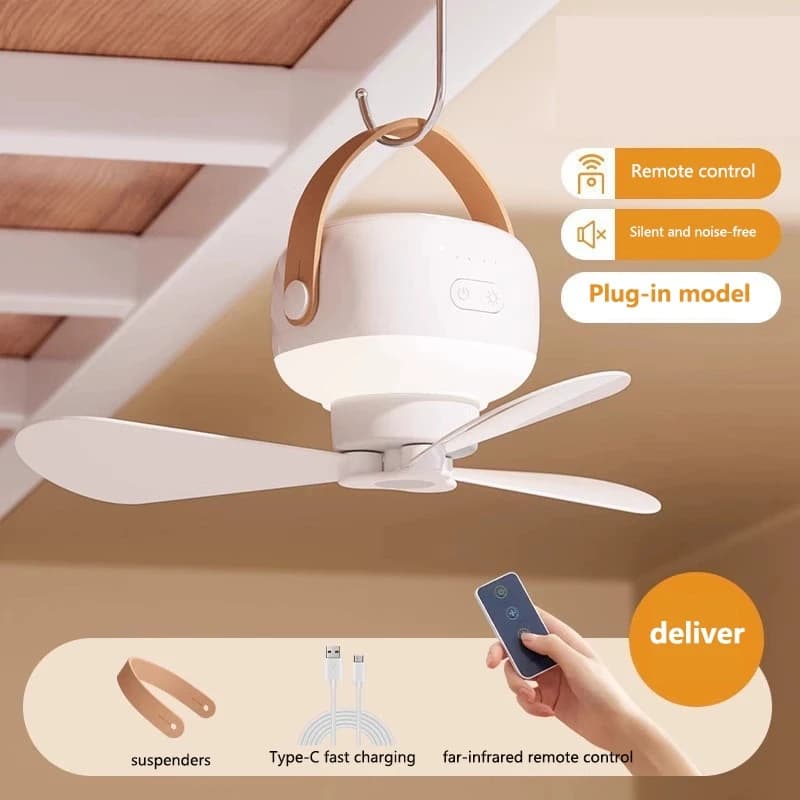 2026 Portable Electric Fan for Camping and Home, 7200mAh Tent Fan Rechargeable with Remote Control and LED Light