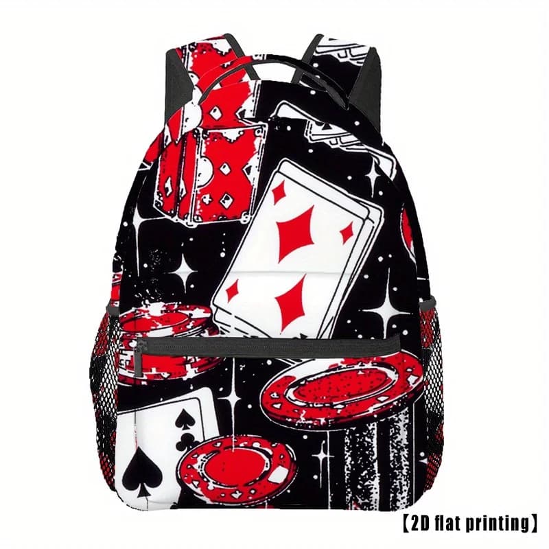 Zaino unisex per sport all'aria aperta Poker Chips, zaino da viaggio per coppie, zaino con cinturino regolabile e confortevole