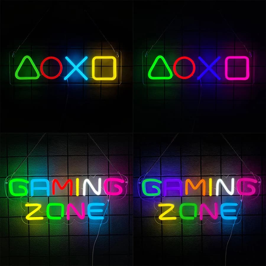 Insegna al neon a LED per zona gaming, icona simbolo di gioco, adatta per l'arredamento della stanza di adolescenti e ragazzi, come regalo per il miglior giocatore del fidanzato.
