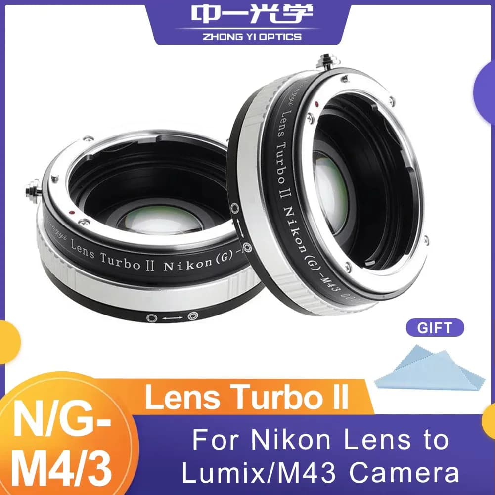 Zhongyi Mitakon NG-M43 Adattatore Riduzione della messa a fuoco Luce Aumenta Anello adattatore per obiettivo Nikon su fotocamera Olympus Panasonic M43