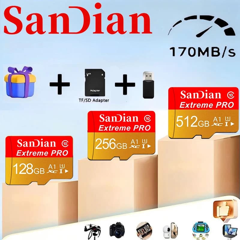 Memory Card 256GB Max Micro TF SD Card 128GB SD Cards 64GB TF Cards Temperature Proof for Laptop/Digital Frame/VR Headset/CCTV
