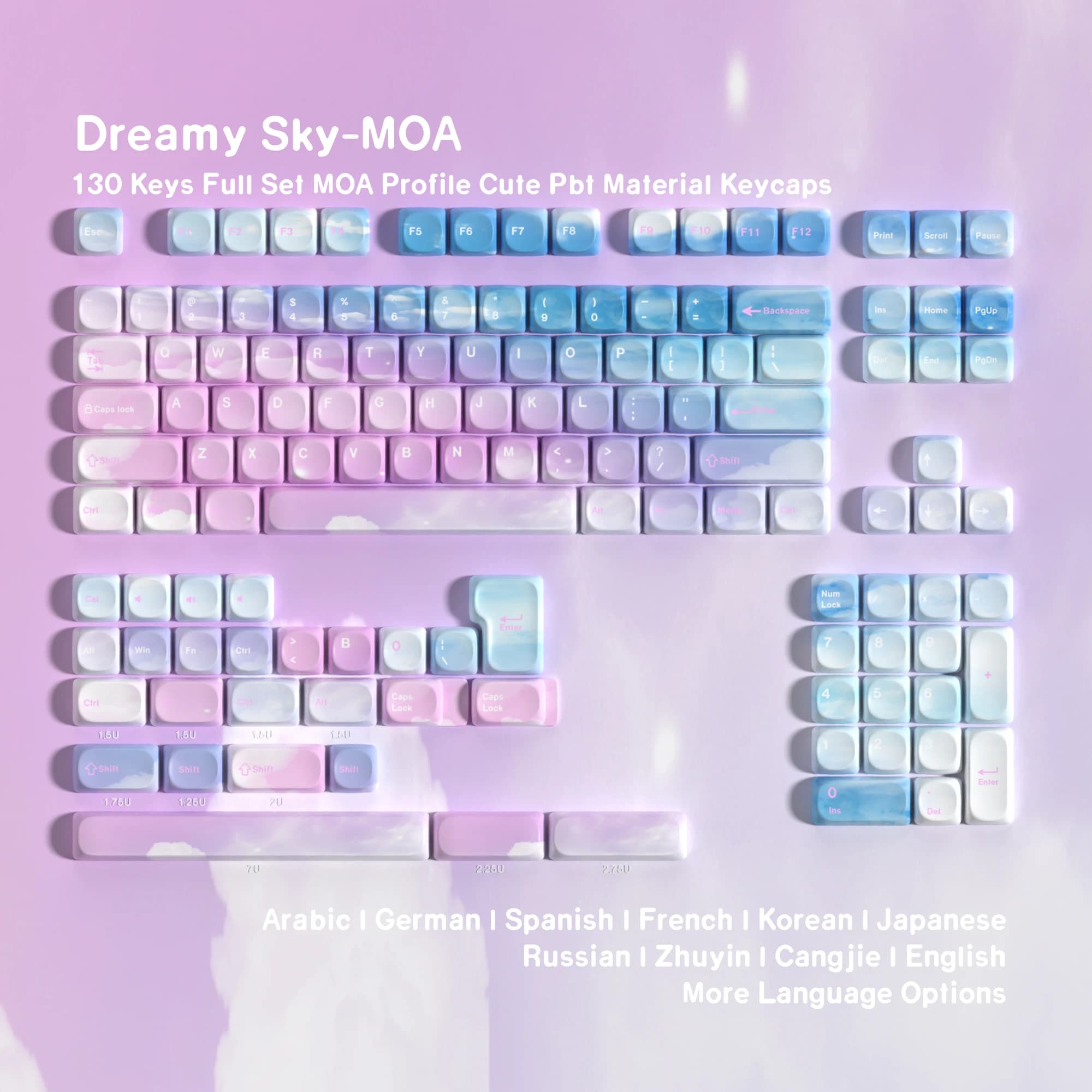 Keycaps MOA PBT a Forma di Sfera Carine, Layout Alice per Tastiera Meccanica, Coreano Tedesco Francese Spagnolo Russo UK Abnt2 Dream Sky
