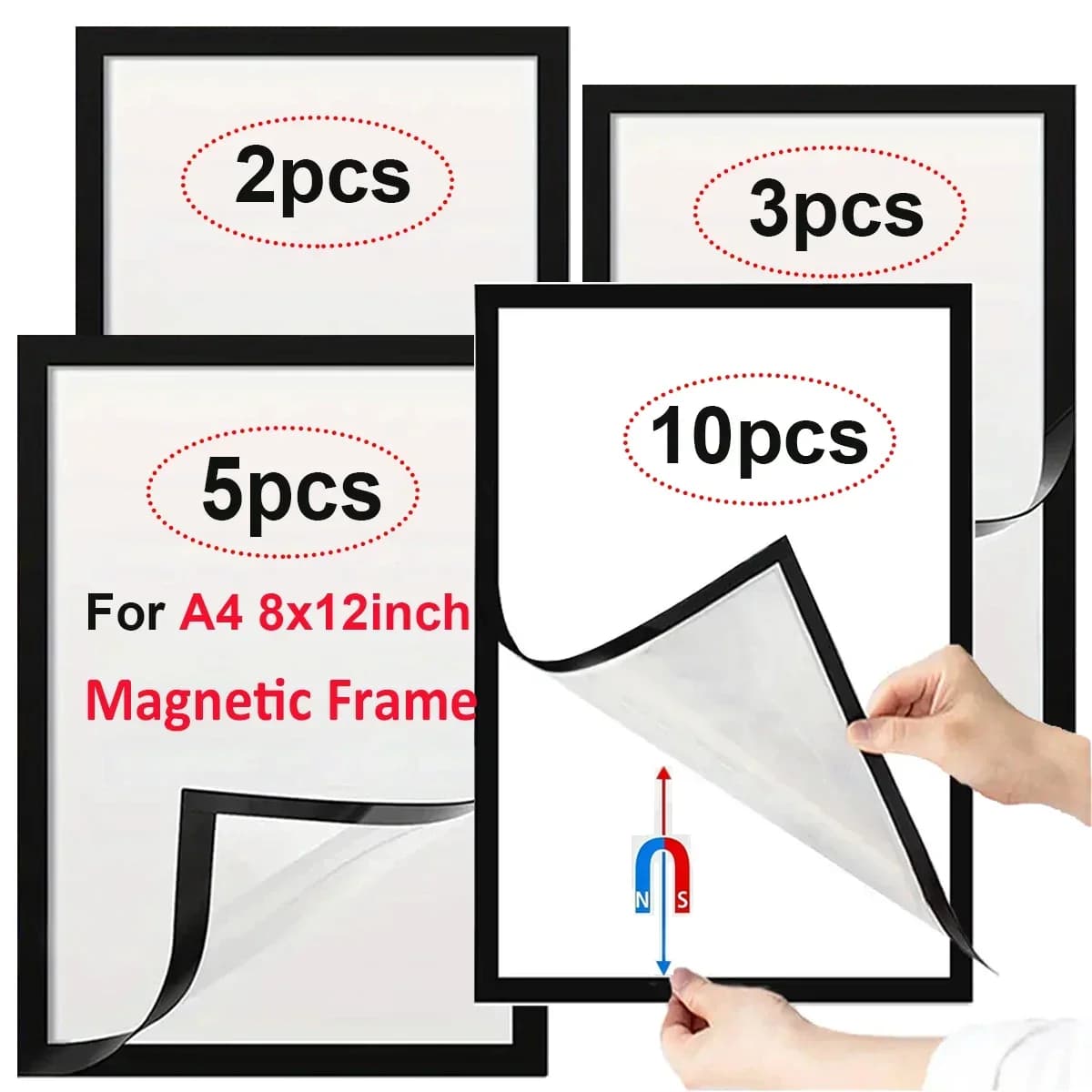 2/3/5/10pcs A4 8x12Inch Rubber Magnet poster frame Soft Self Diamond Painting Frames A4 Canvas Frames Advertising display frame