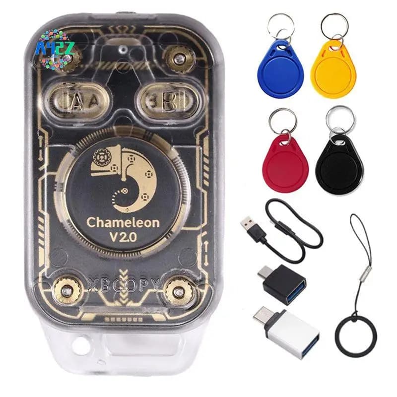 A42Z-Chameleon V2.0 RFID Smart Chip Reader Emulatore NFC Duplicatore 125K 13.56Mhz Decodifica scheda + 4XUID Portachiavi Chameleon Ultra