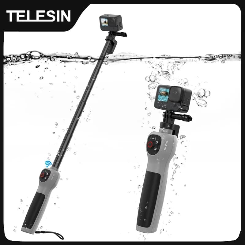 TELESIN Selfie Stick subacqueo per Gopro Hero 8 9 10 11 12 13, Selfie Stick estensibile impermeabile per immersioni, telecomando wireless