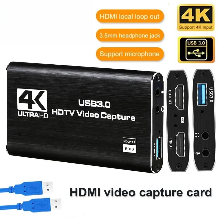 Scheda di Acquisizione Video 4K USB 3.0 HDMI per Registrazione Giochi PS4 PS5 Xbox PC, Streaming Live OBS con Microfono e Audio