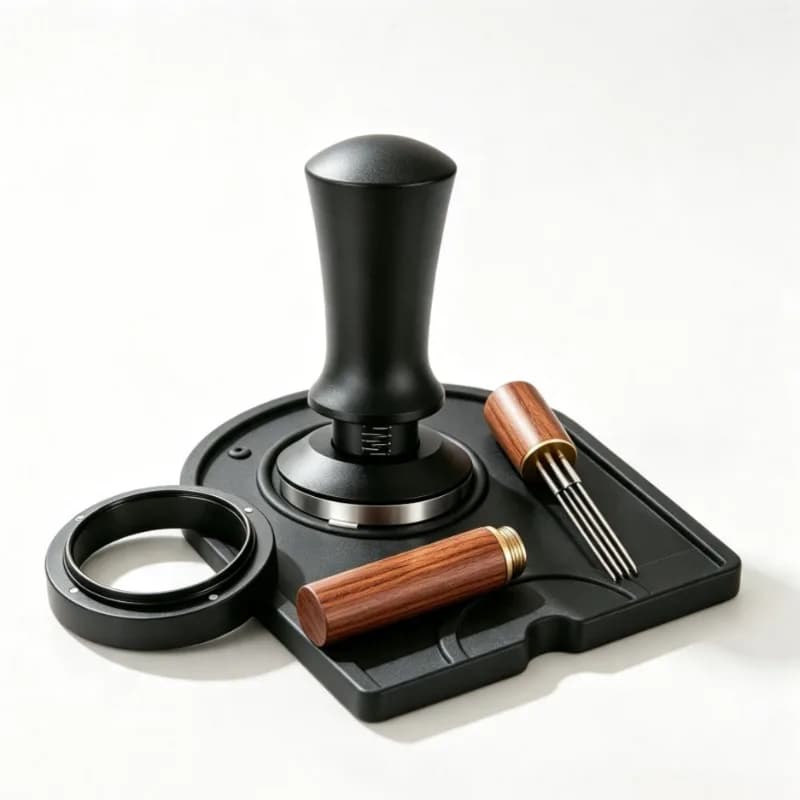 Coffee Espresso Accessories Kit with Coffee Tamper,Coffee Dosing Ring, Coffee Tamper Mat for 51/53/58mm Espresso Coffee maker