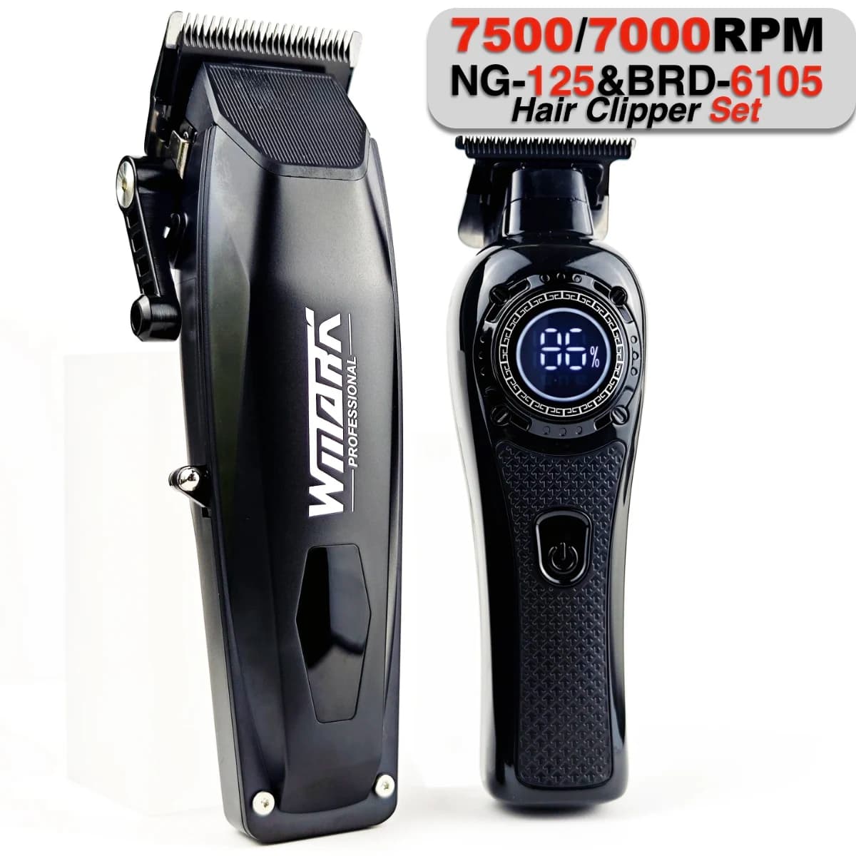 Professional Electric Haircuts WMARK NG-125 BRDCLIP 6105 Haircuts for men Barbiere Set 7500 RPM DLC Foam Blade
