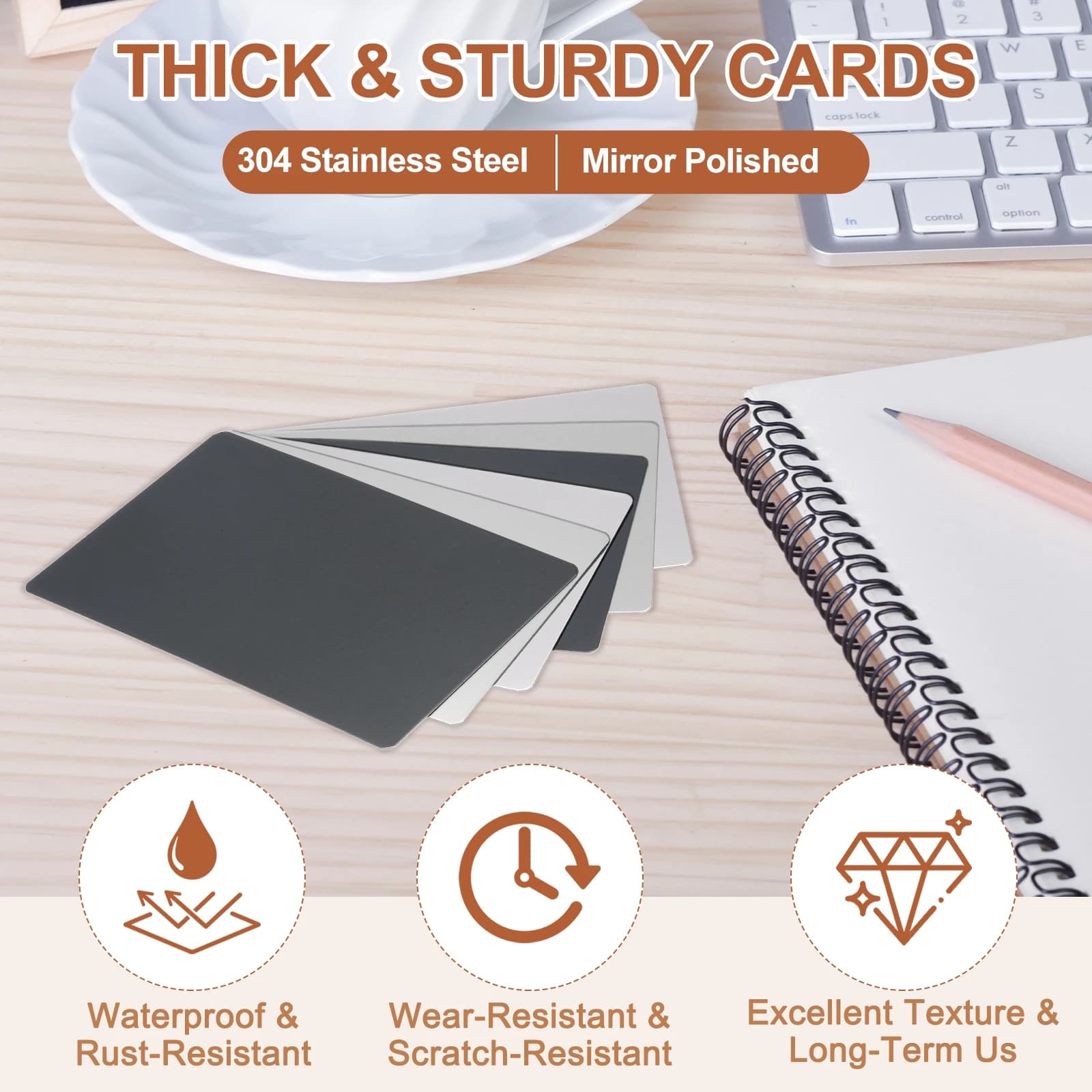 5/10 pcs Metal Business Card 304 Stainless Steel Mirror Titanium Cards For Laser Engraving Sheet Customized Vacuum Black/White