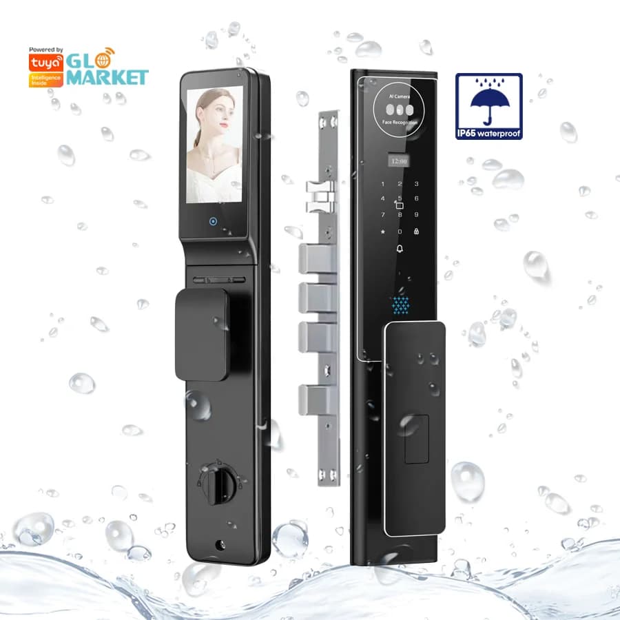Glomarket Impermeabile Completamente Automatico Casa Tuya 3D Riconoscimento Facciale Impronta Digitale Biometrica Password Smart Wifi Lock