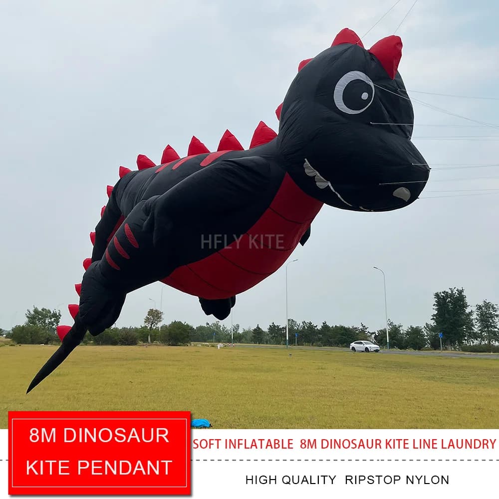 HFLY Nuovo Arrivo Aquilone Gonfiabile Morbido Grande Dinosauro da 8m per Adulti, Aquilone Drago in Nylon 40D di Alta Qualità per Spettacoli