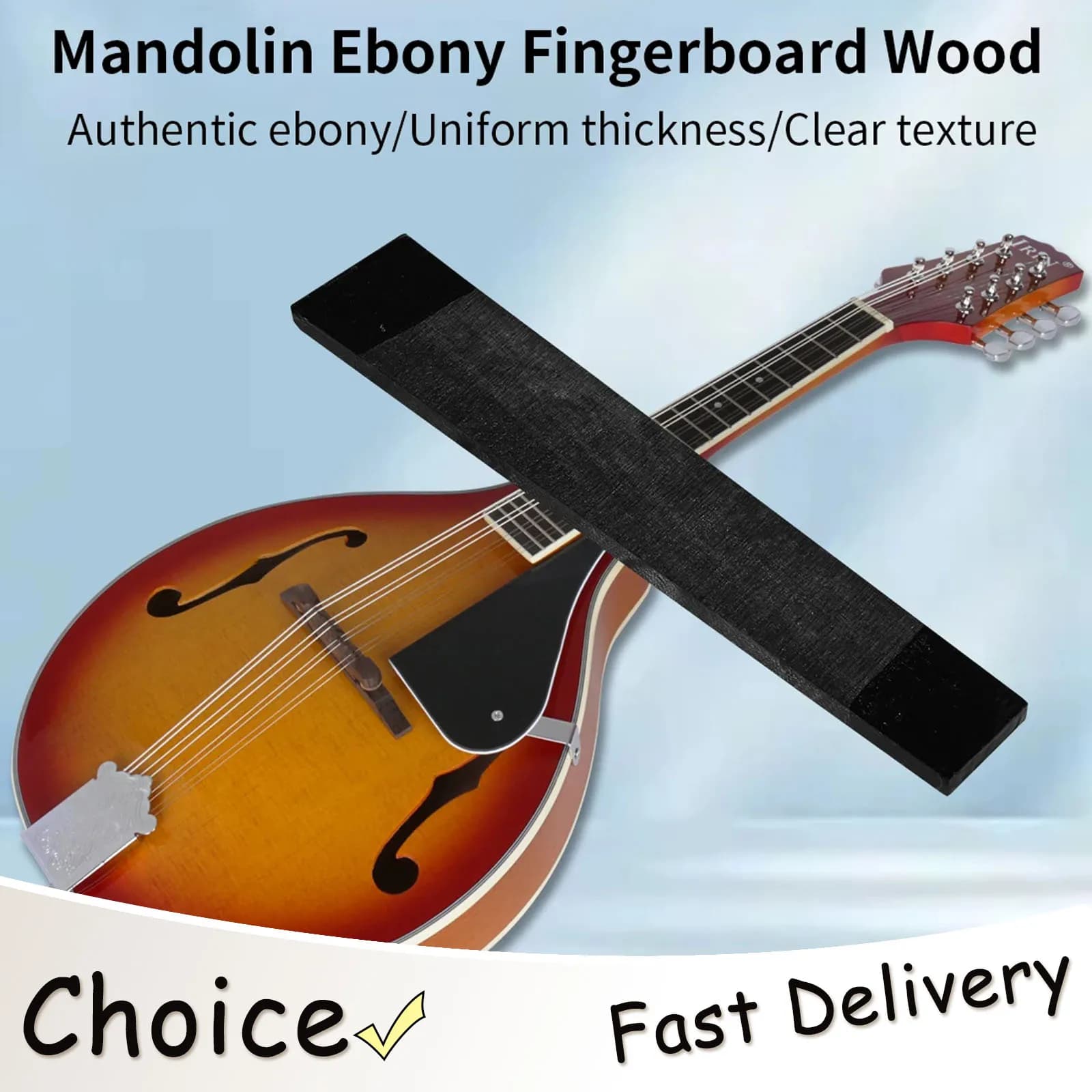 Tastiera in Ebano SLADE F-67, Materiale Grezzo per Fai-da-Te, Manico per Ukulele, Chitarra, Violino, Accessori Neri