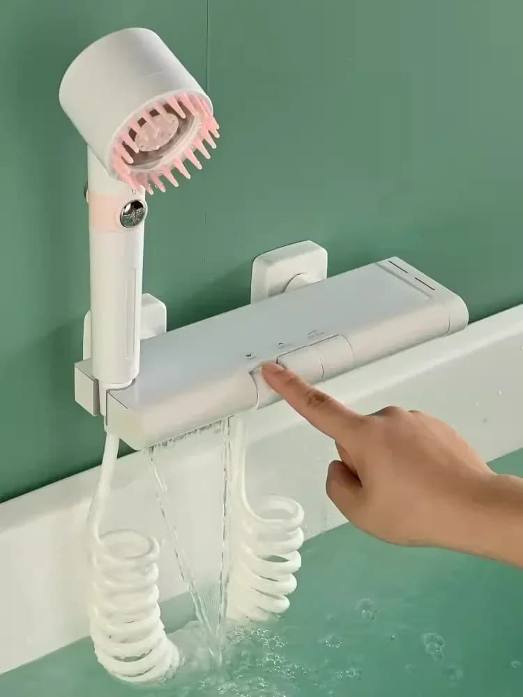 Set di rubinetti per vasca e doccia Set di rubinetti per doccia termostatici a parete in ottone bianco con funzione multipla