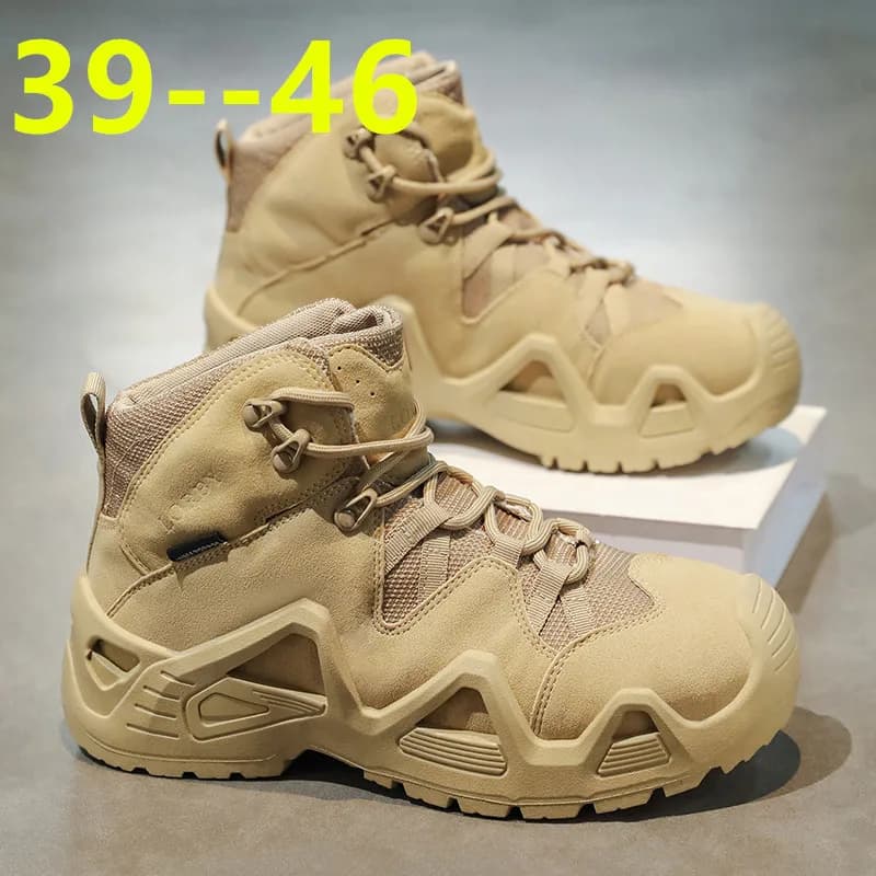 All Seasons Men Desert Boots Waterproof Breathable Straps Boots Outdoor Mens Training Hiking Hunting Motorcycle Shoes Plus 39-46