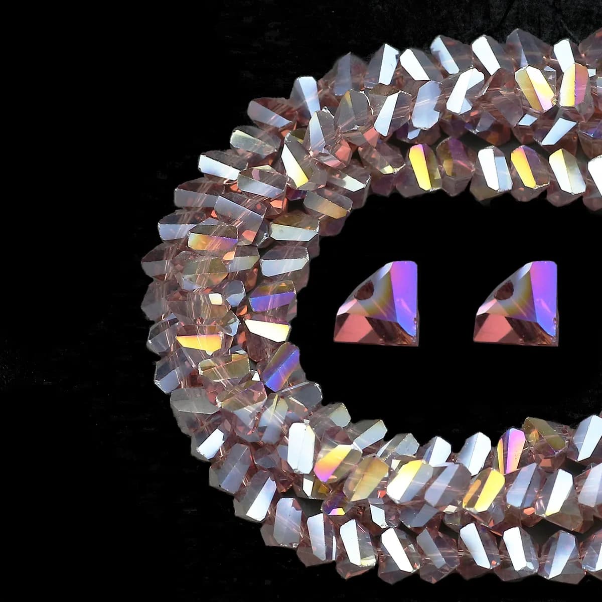 4/6/8mm Triangular Purple AB Austrian Crystal Glass Spacer Loose Beads For Jewelry Making DIY Bracelets Necklaces Accessories