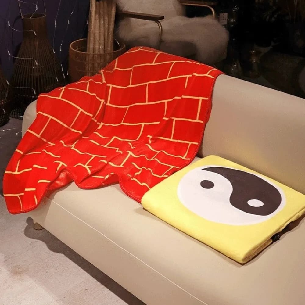 Coperta Multifunzionale con Motivi Divertenti per Tai Chi, Coperta Pieghevole Calda e Morbida, Coperta Termica da Viaggio