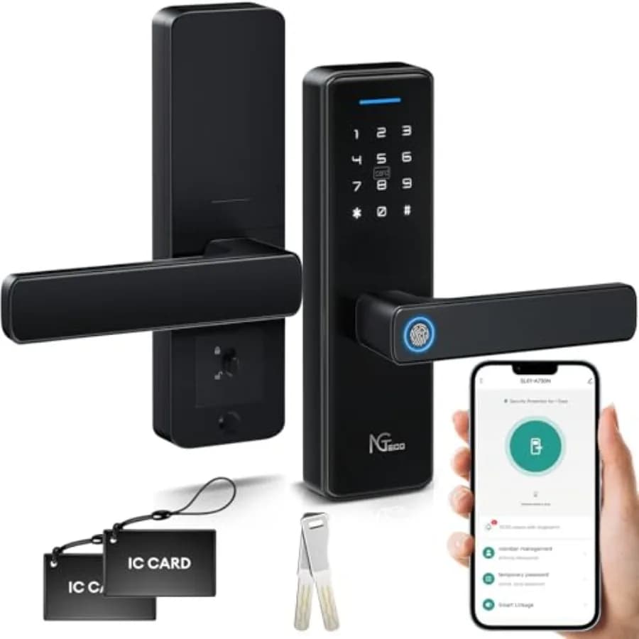 Serratura Elettronica con Maniglia e Lettore di Impronte Digitali, Chiusura Intelligente Senza Chiave per Porta d'Ingresso