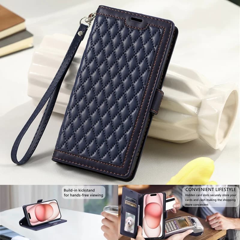 Custodia a libro magnetica in pelle KT017 per Redmi A4 5G A3 Pro A1 A2 7A 8A 9 Prime 9A 9C NFC con portafoglio e fibbia per carte