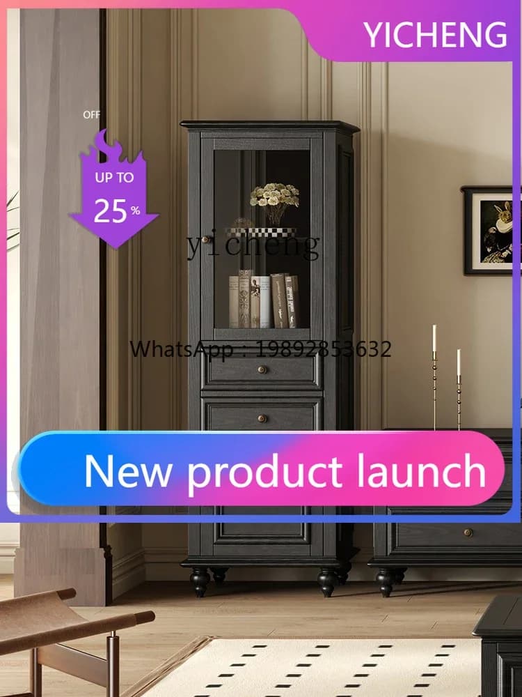 LYY Vetrina per Vini in Legno Massello con Porta in Vetro, Mobile Espositore di Lusso di Alta Gamma, Mobile Laterale per TV