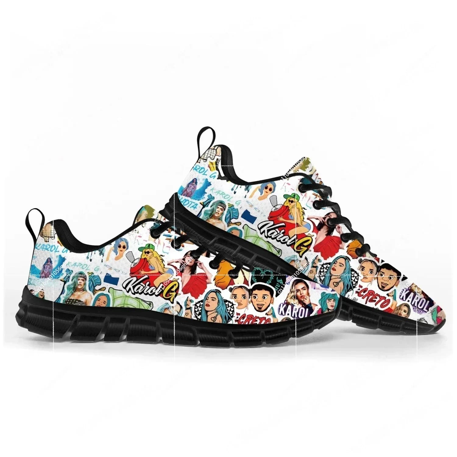 Karol G Singer Printed Sports Shoes Mens Womens Sneakers Casual Custom Couple Shoes Black