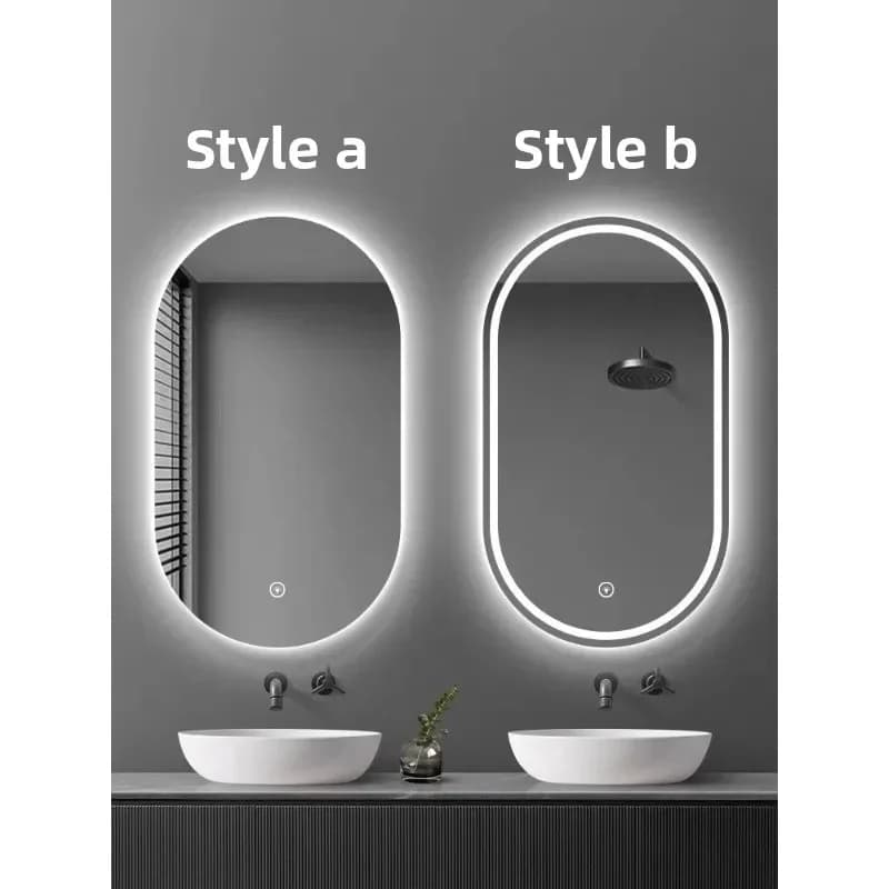 Specchio da bagno antiappannante ovale alla moda con specchio cosmetico a LED leggero Specchio da doccia per specchio completo da appendere alla parete