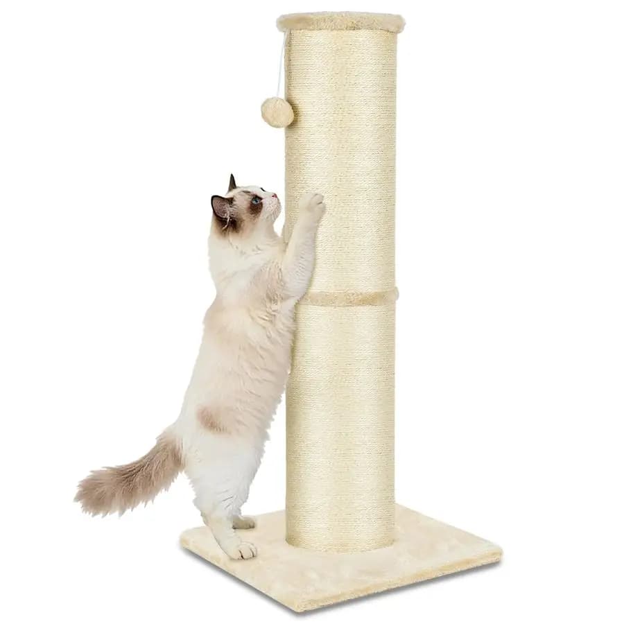 Tiragraffi per Gatti Alto 81 cm, Diametro 14 cm, in Sisal Naturale, Resistente e Durevole