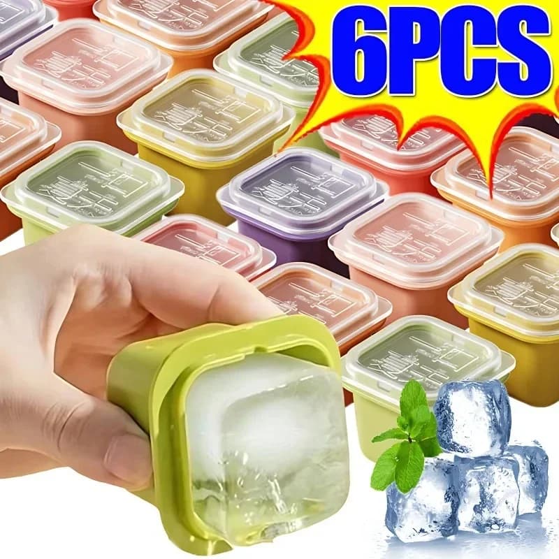 6-1pcs Creative Ice Cube Makers Square Ice Cube Moulds Reusable Mini Ice Cube Mold Whiskey Drink Freezing Gadgets Kitchen Tools