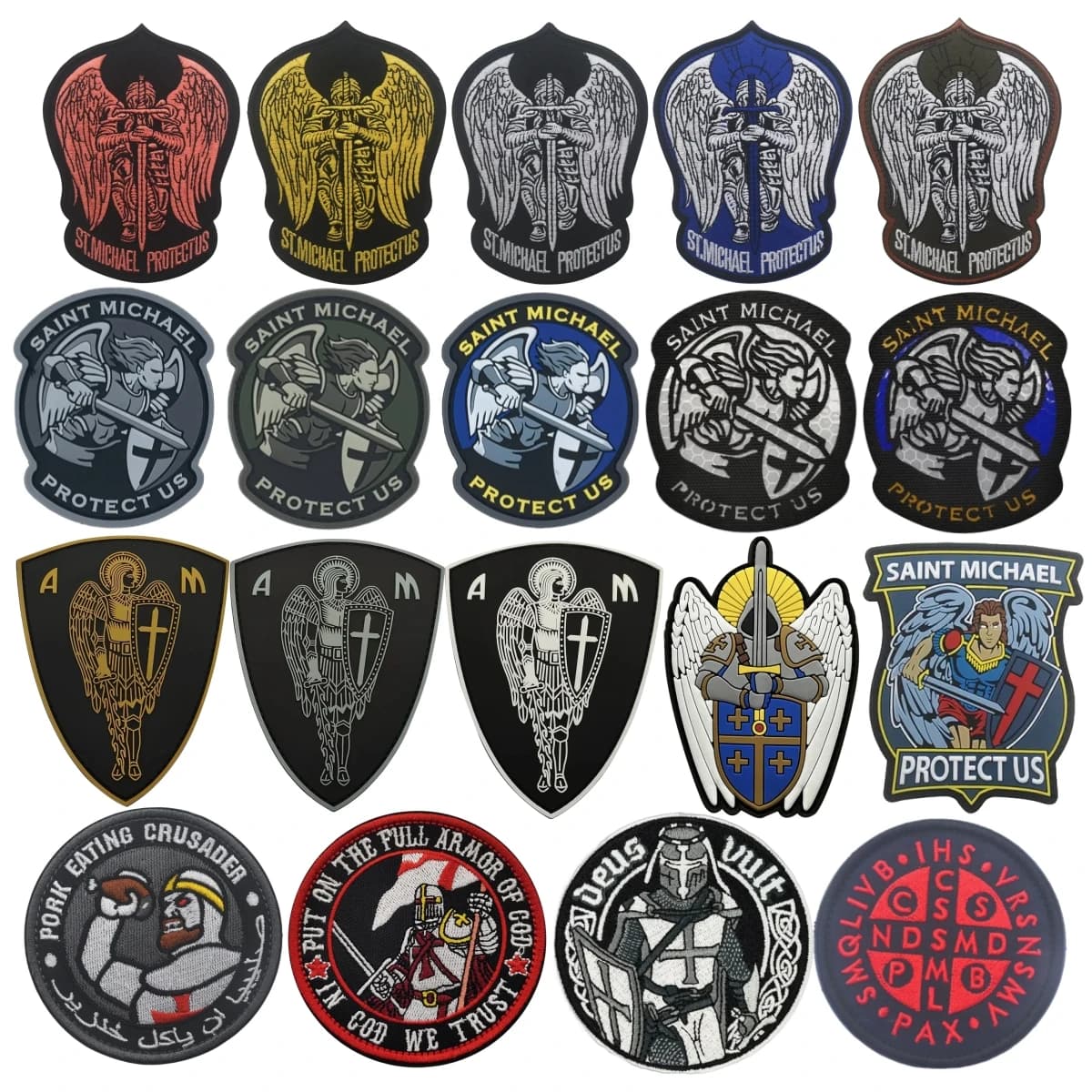 Compilazioni patch Arcangelo San Michele PVC riflettente angelo ricamato gancio e anello morale distintivo zaino adesivi tattici