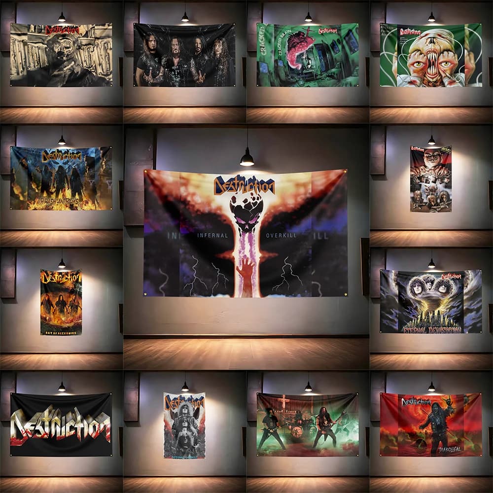 Rock Music Flag 3x5ft for Destruction Fans Banner HD Print Brass Grommet Garage Bedroom Living Room Dorm Wall Decor Tapestry