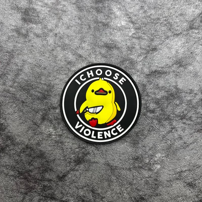 Patch in PVC con motivo anatra silenziosa, distintivo in gomma morbida, con chiusura a strappo sul retro, adatto per borse, zaini, gilet e decorazioni per abbigliamento, adesivi e toppe ricamate