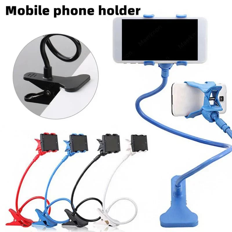 Supporto Universale Flessibile a Collo d'Oca per Smartphone, da Letto e Scrivania, con Clip da Tavolo e Base di Supporto