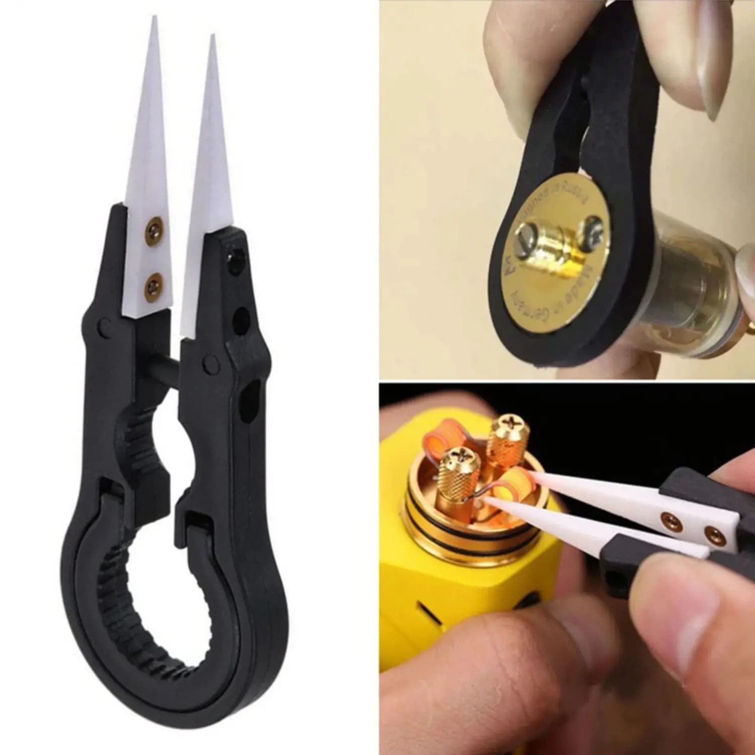Cacciavite multifunzionale fai-da-te resistente al calore Pinzette in ceramica con punta appuntita Manico in acciaio inossidabile Utile strumento fai-da-te