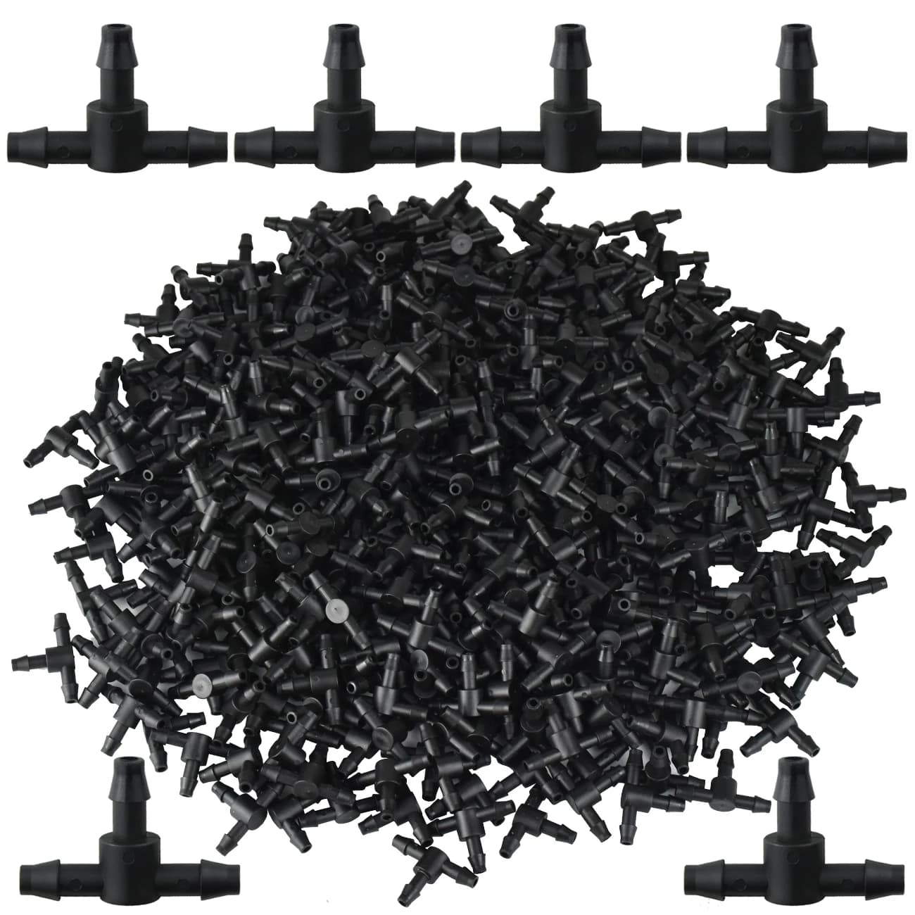 KESLA 50PCS Connettore a T a 3 vie con spinato in plastica per tubi da 4/7mm Tubo per irrigazione Giunti per tubi Micro Irrigazione a goccia Attrezzi da giardino