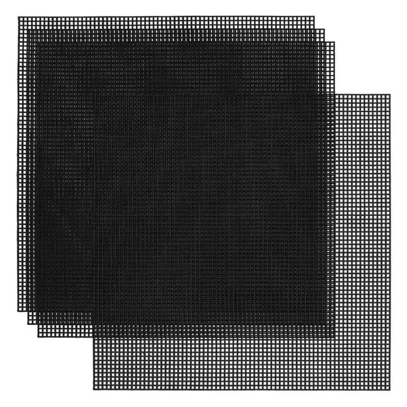 AEE6-4PC Plastic Canvas Sheets 30X30cm Square Mesh Sheets Black Plastic Needlepoint For Embroidery Crafting Yarn Knit Crochet
