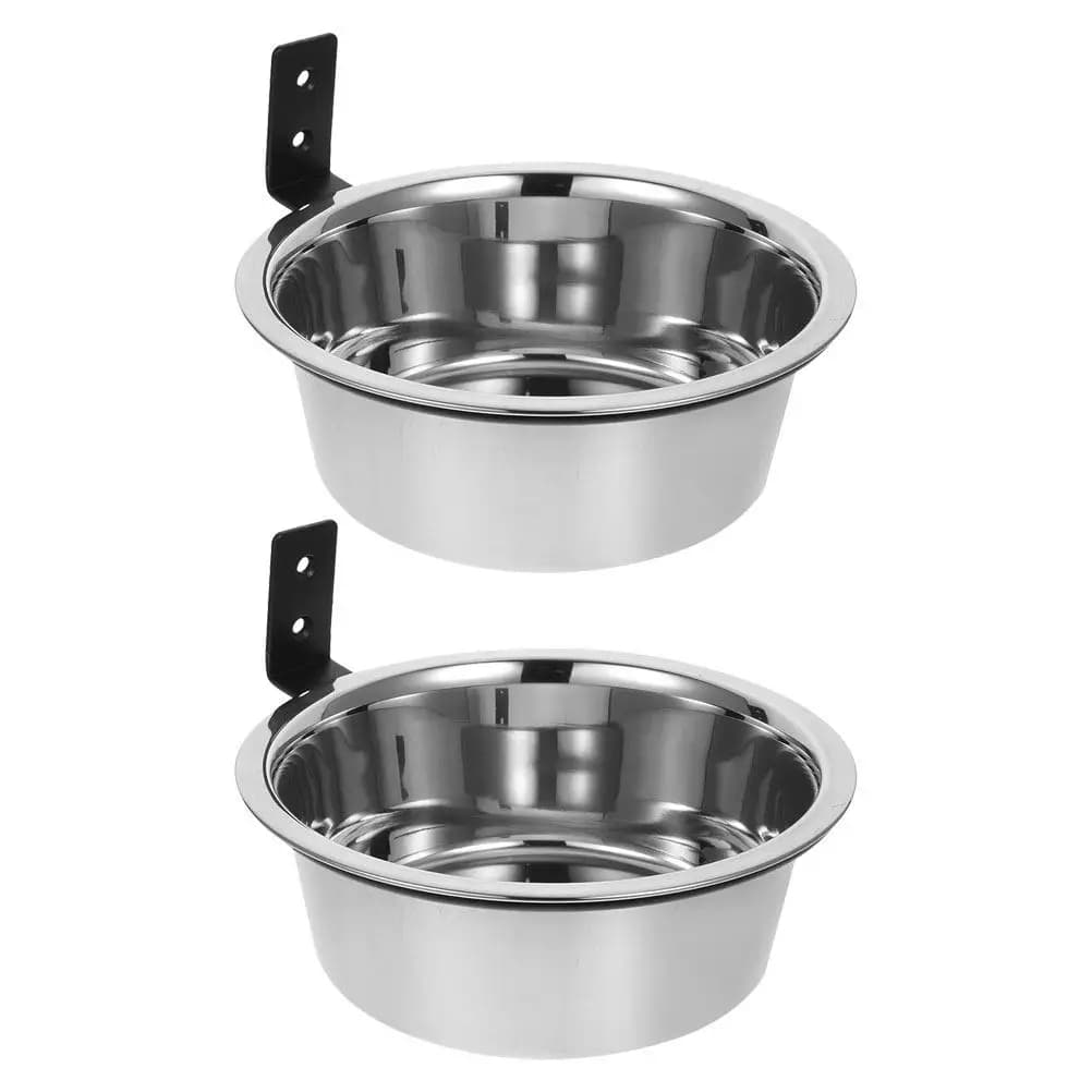 2Sets Elevated Wall Mounted Pet Bowl Feeding Station Stainless Steel Dog Food Water Bowls Space Saving Pet Bowl