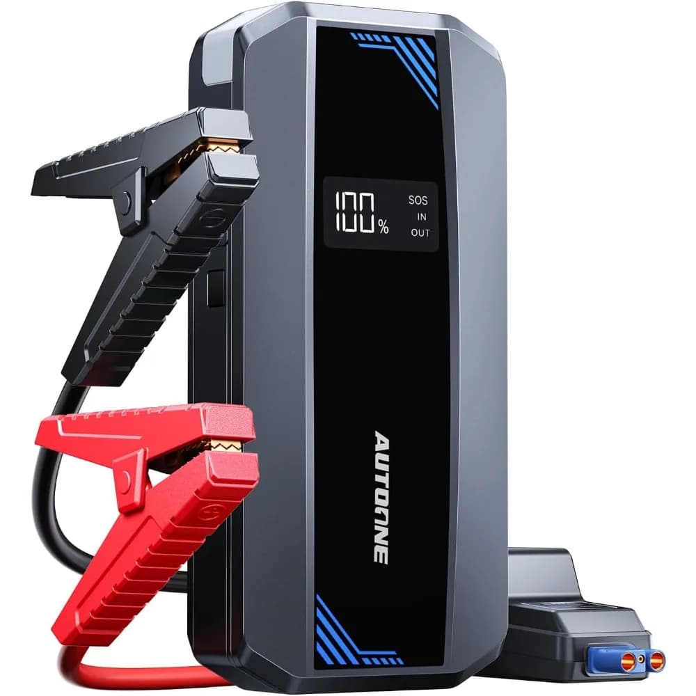 AUTOONE Avviatore di emergenza per auto 5800A Booster batteria, pacco batteria portatile per tutti i gas 10 litri Diesel, salvadanaio 12V con cabina di ponticello intelligente