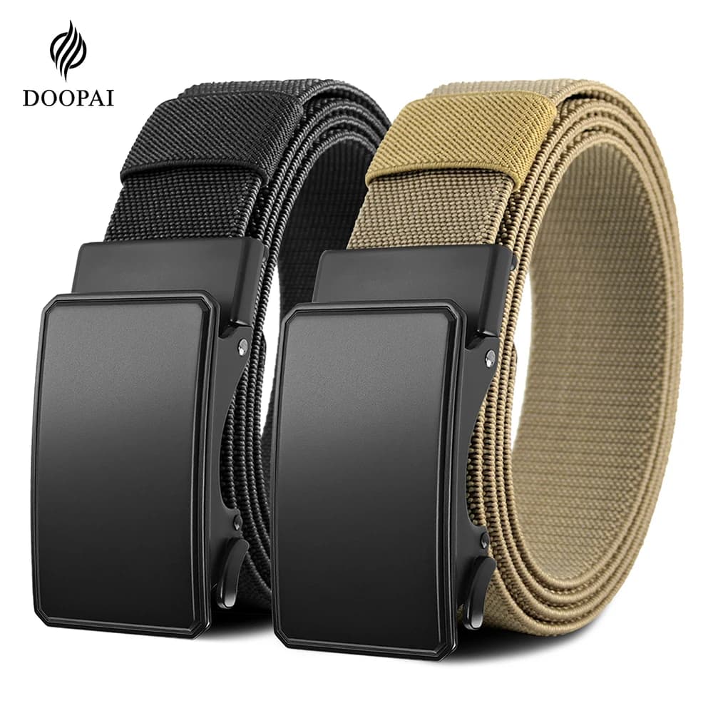 Cintura casual da uomo in nylon, tessuto di tela traspirante, con fibbia automatica, per uomo, sport all'aria aperta, cintura alla moda per jeans