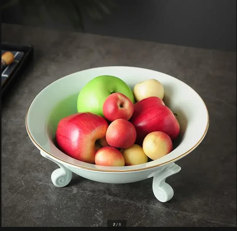 Piatto in ceramica a tre gambe Piatti da frutta rotondi Insalatiera Vassoio per snack Piatto di frutta secca Piatto di frutta Piatti decorativi Stoviglie