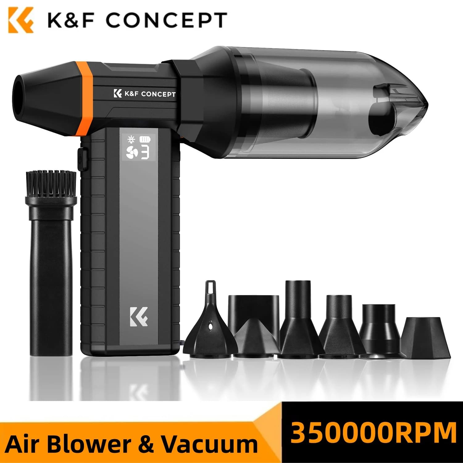 K&F CONCEPT Electric Air Blower with Magnetic Ugello 300000RPM and LED Light for Computer Cleaning, Laptop Keyboard, Car, Cameras