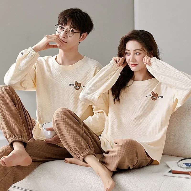 2024 nuove coppie di indumenti da notte in cotone Waffle per dormire donne e uomini abbinati a vestiti per la casa abbigliamento sportivo da casa Hombre Mujer