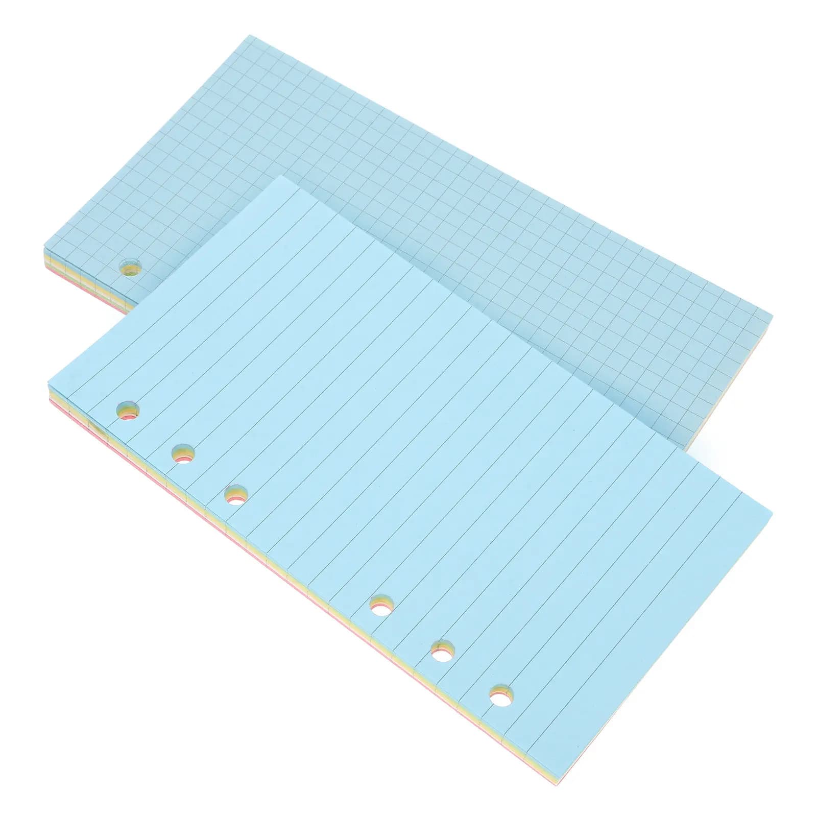 2 Set di Ricariche per Quaderni a Fogli Mobili A6, Carta a Righe Larghe e a Quadretti, Pagine Colorate, Quaderno per Studenti, Planner Ricaricabile