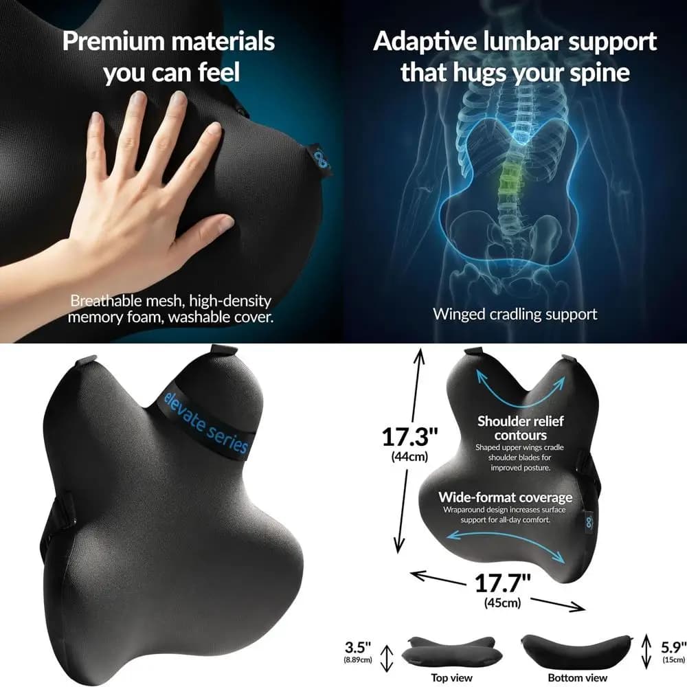 Cuscino ergonomico per supporto lombare per sedili da ufficio e auto - Migliora la postura e allevia il mal di schiena, perfetto per il gaming e la scrivania