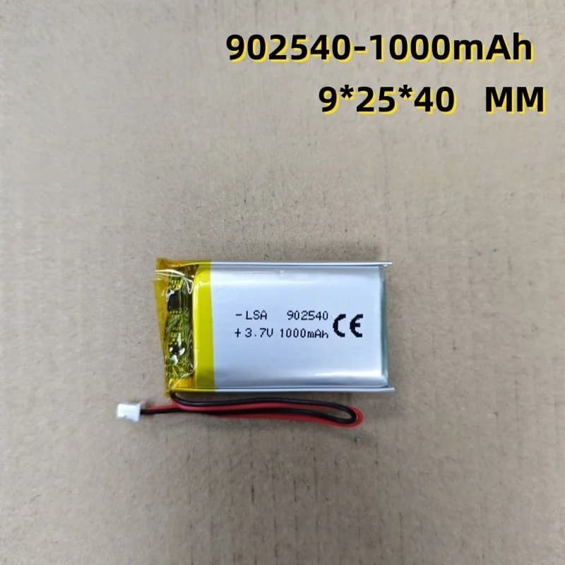 Polymer battery 902540 compatible with 3.7V media player, Bluetooth speaker, front lamp, headphones, GPS, dashcam