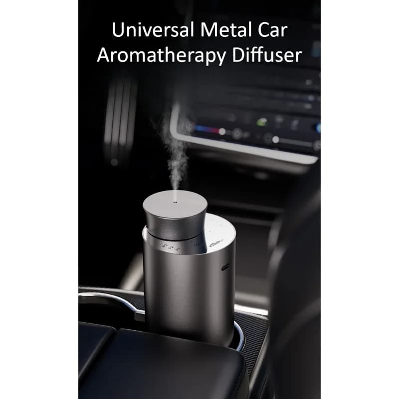 Universal Aroma Diffuser in Metal for Auto, Rechargeable, Silent, Double Nebulization, for Essential Oils, Accessory Durable Pro