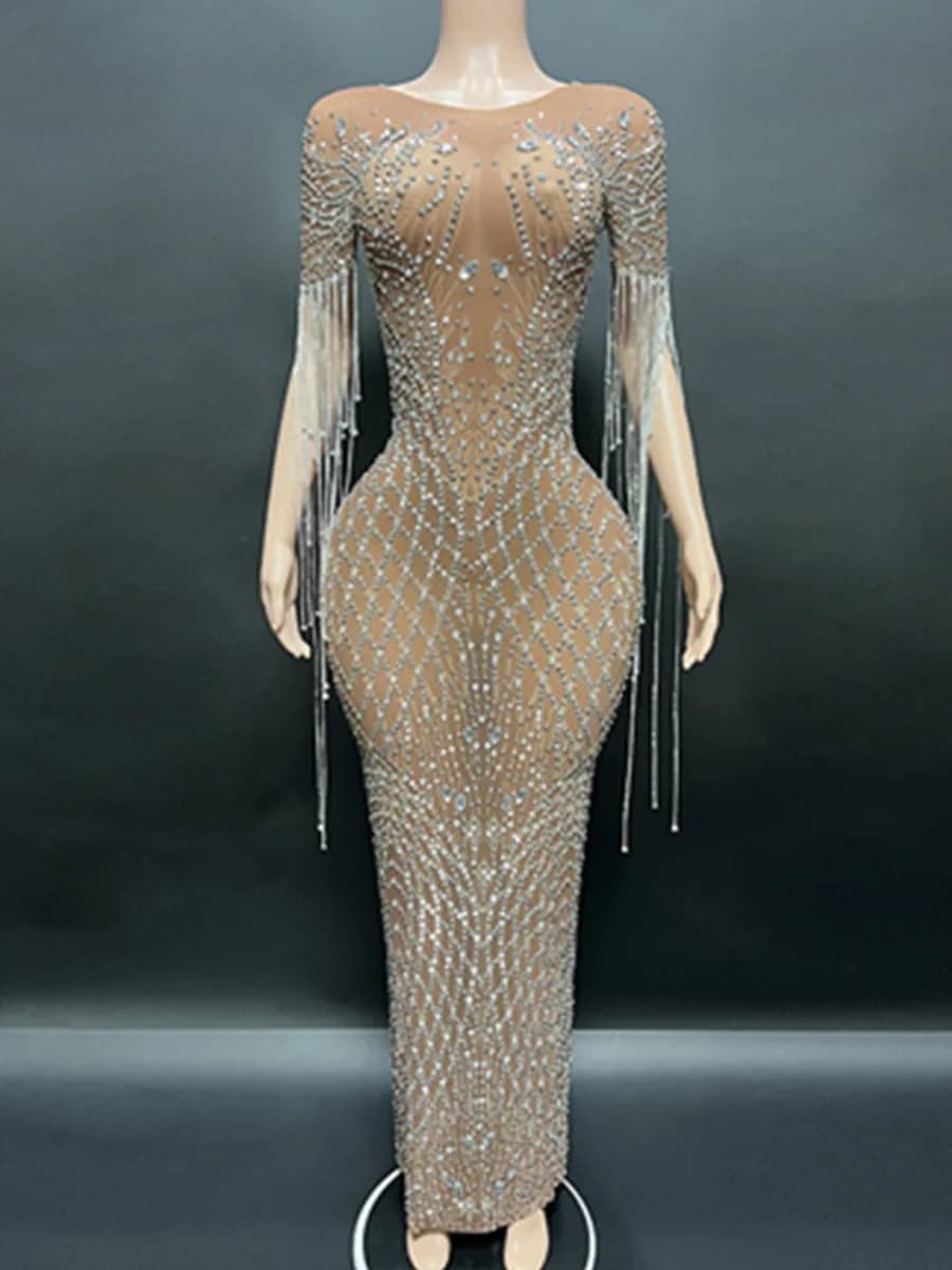Abito da sera a sirena di cristallo di lusso per donna Abito da ballo lungo sexy Festa di nozze Servizio fotografico di compleanno per donna Abiti da sera eleganti