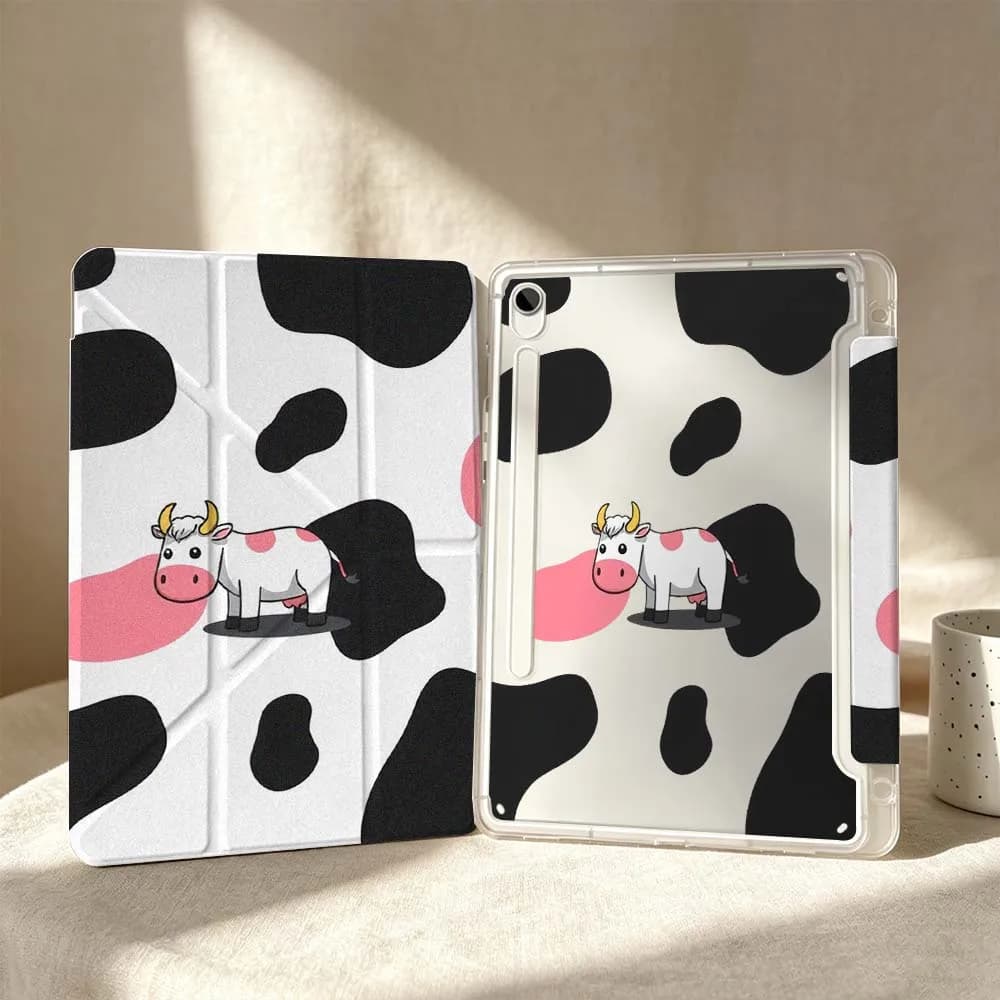 Cartoon Cow Black Pink Soft For Samsung Galaxy Tab S6 S7 S8 S9 S10 A8 A9 A11 Lite FE Plus 3Y Tablet Case